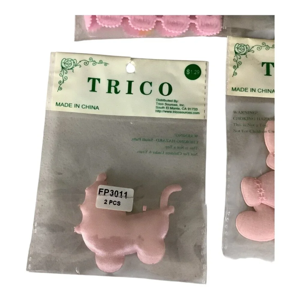Trico Baby Themed Craft Embellishments 4 Sets Pink And Blue Colors‎